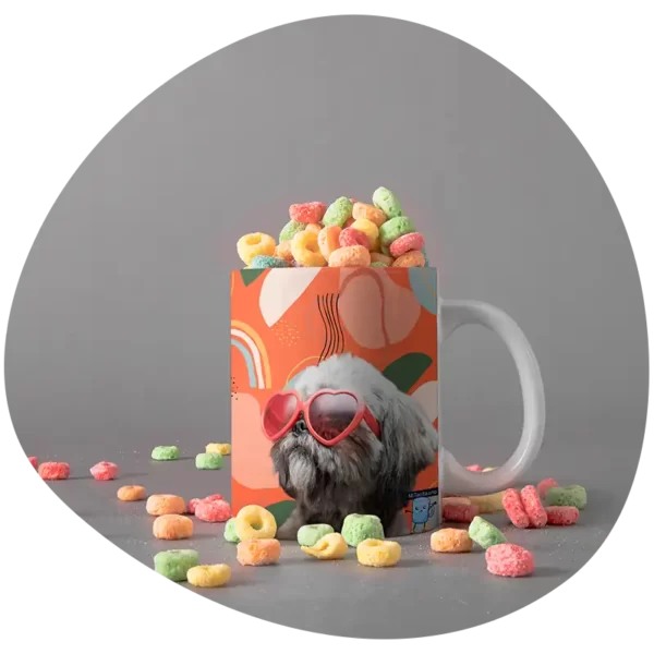 Foto de mascota impresa en taza sublimada